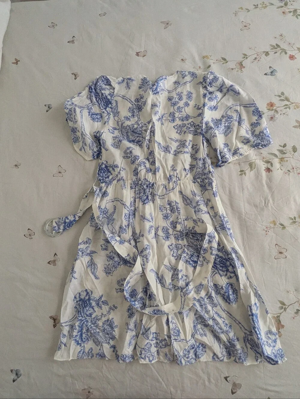 Mango White Dress with Blue Floral Print - Picture 10 of 14